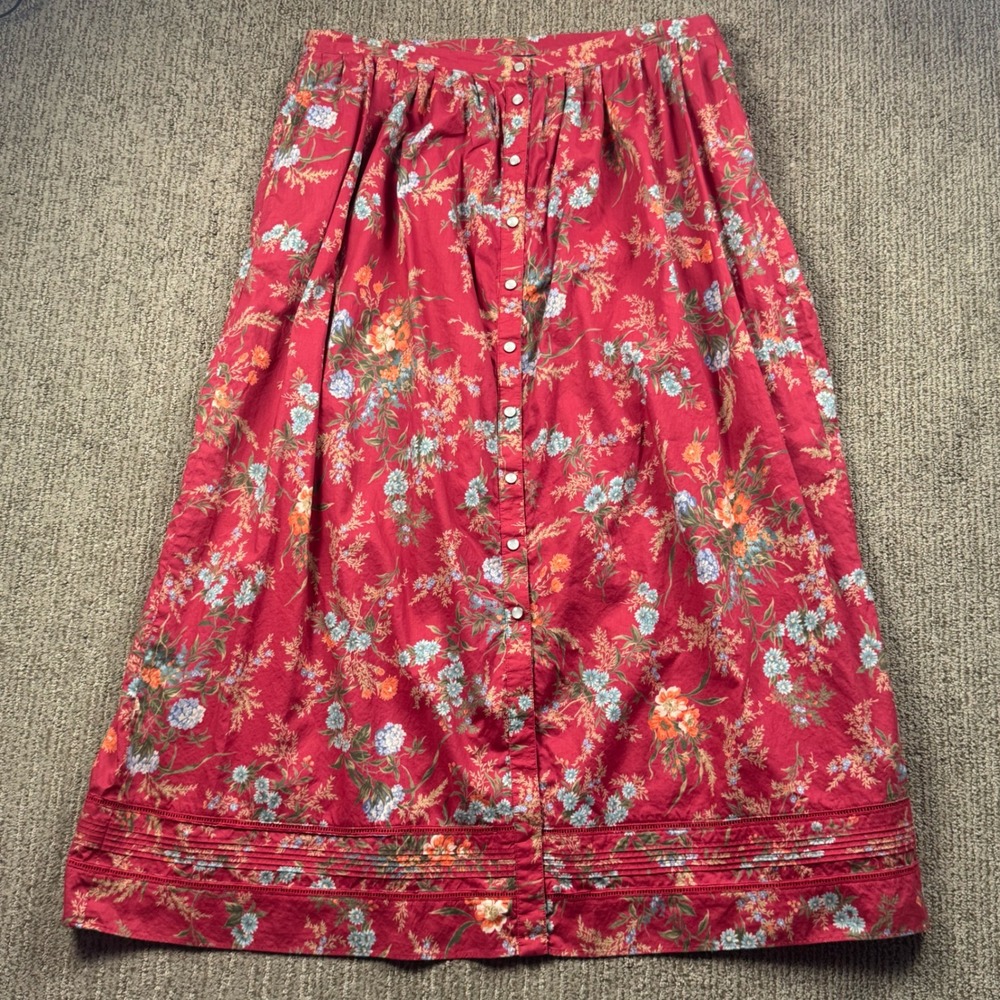 Lauren Ralph Lauren Pearl Snap Maxi Floral Prairie Skirt Womens 16 Cottageore